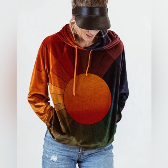 RARE🔥 Aviator Nation “VELVET SUNBURST HOODIE" unisex XS - Picture 2 of 7